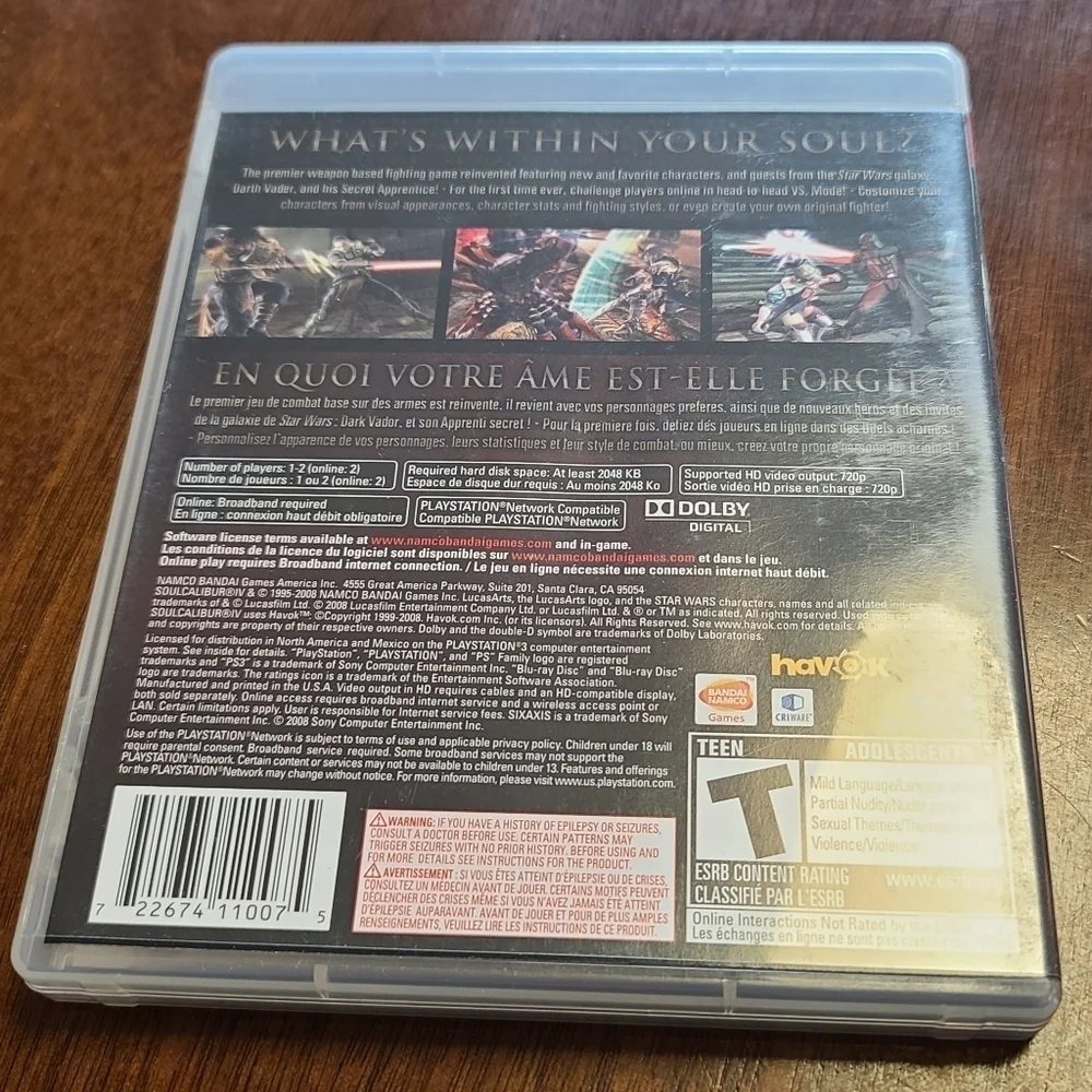 Ps3 Soul Calibur IV game